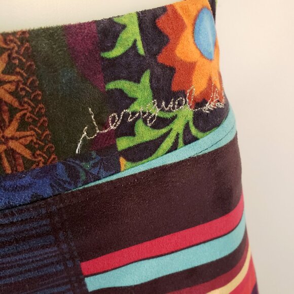 Desigual Spain Funky Patchwork Boho Bright Colourful Skirt w Flowers + Stripes - Picture 3 of 12